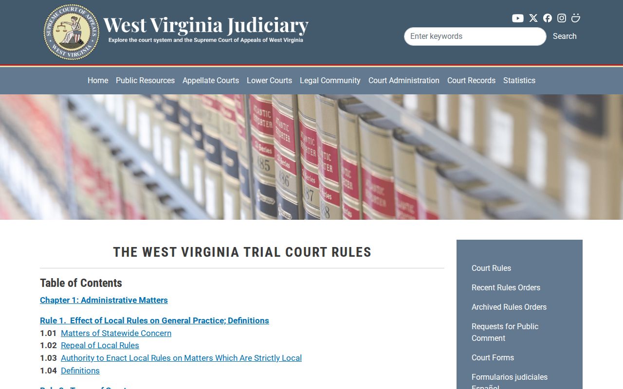 Kanawha County court record search access rules
